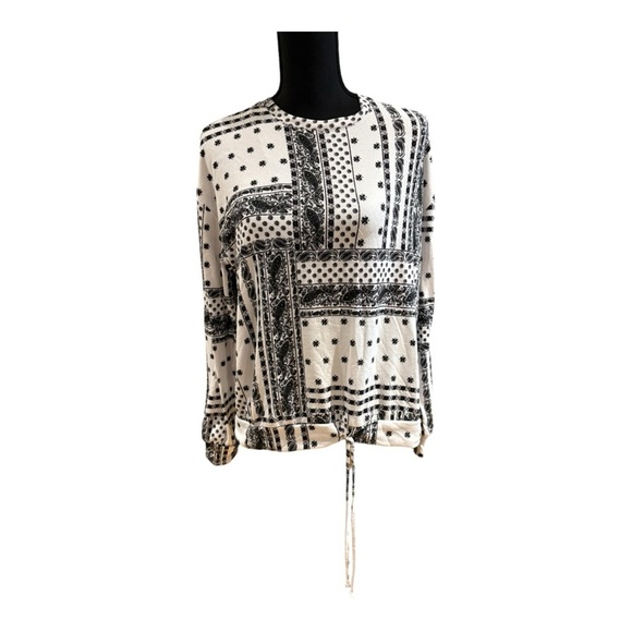 Como Vintage Black & White Geo Pattern Designer Blouse Size: L - Picture 2 of 5